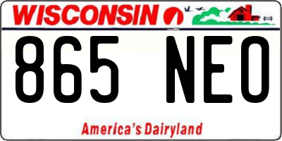 WI license plate 865NEO