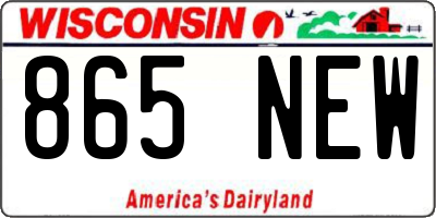 WI license plate 865NEW