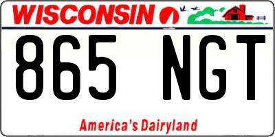 WI license plate 865NGT