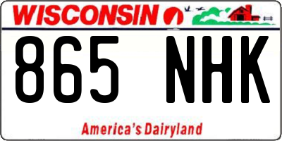 WI license plate 865NHK
