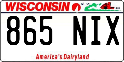 WI license plate 865NIX