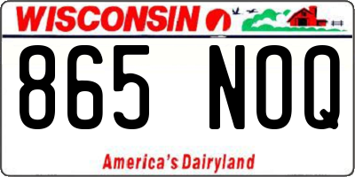 WI license plate 865NOQ