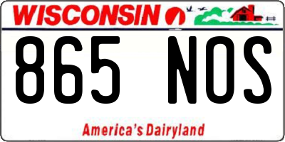 WI license plate 865NOS