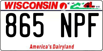 WI license plate 865NPF