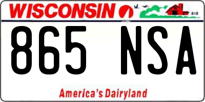 WI license plate 865NSA