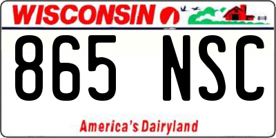 WI license plate 865NSC