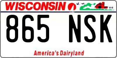 WI license plate 865NSK