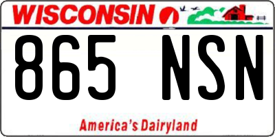 WI license plate 865NSN