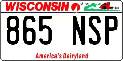WI license plate 865NSP
