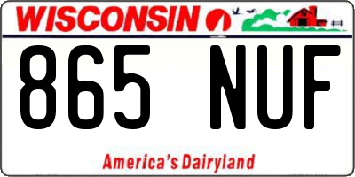 WI license plate 865NUF