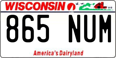 WI license plate 865NUM