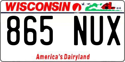 WI license plate 865NUX
