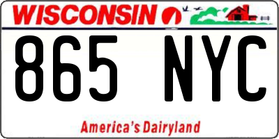WI license plate 865NYC