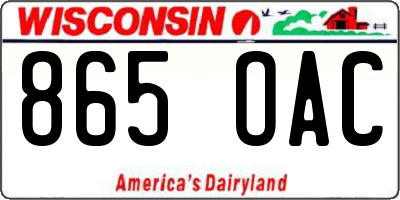 WI license plate 865OAC