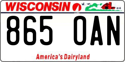 WI license plate 865OAN