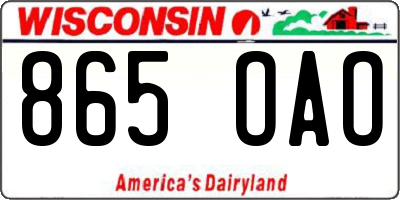 WI license plate 865OAO