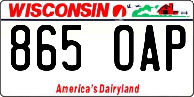 WI license plate 865OAP