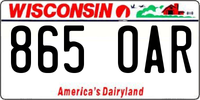 WI license plate 865OAR