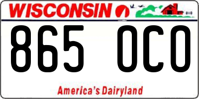 WI license plate 865OCO