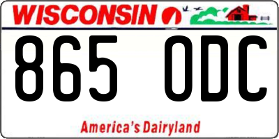 WI license plate 865ODC