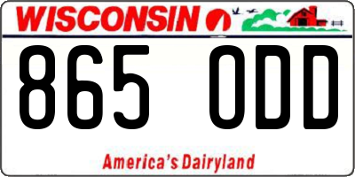 WI license plate 865ODD