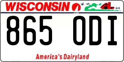 WI license plate 865ODI