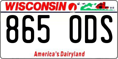 WI license plate 865ODS