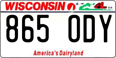 WI license plate 865ODY