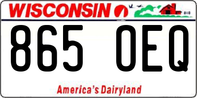 WI license plate 865OEQ