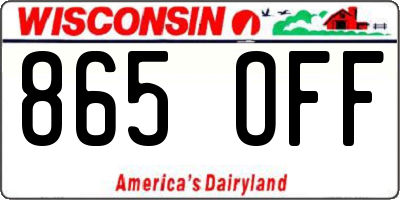 WI license plate 865OFF