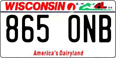 WI license plate 865ONB