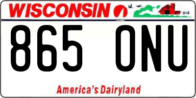 WI license plate 865ONU
