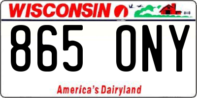 WI license plate 865ONY