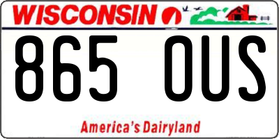 WI license plate 865OUS