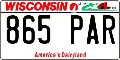 WI license plate 865PAR