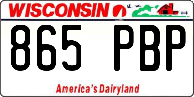 WI license plate 865PBP