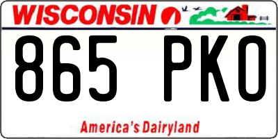 WI license plate 865PKO