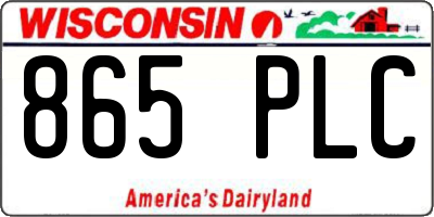 WI license plate 865PLC