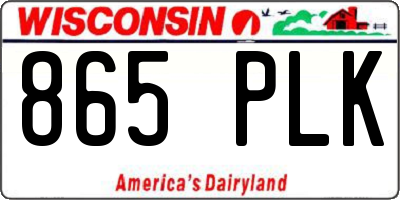 WI license plate 865PLK