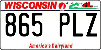 WI license plate 865PLZ