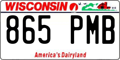 WI license plate 865PMB