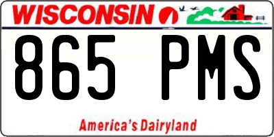 WI license plate 865PMS