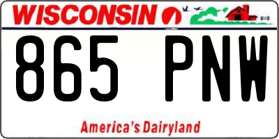 WI license plate 865PNW