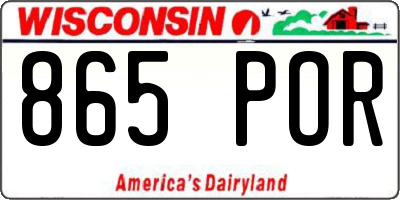 WI license plate 865POR