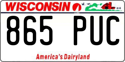 WI license plate 865PUC