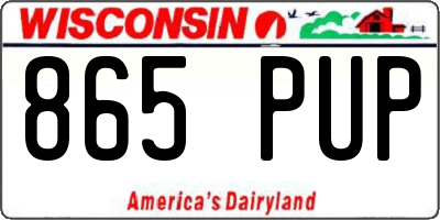 WI license plate 865PUP