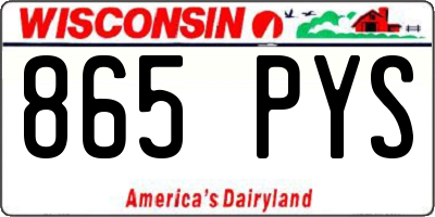WI license plate 865PYS
