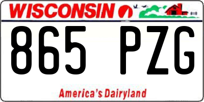WI license plate 865PZG