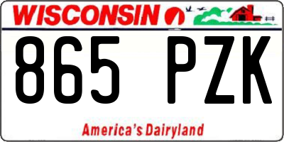 WI license plate 865PZK