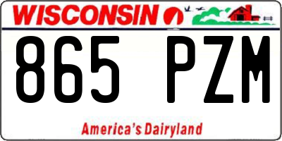 WI license plate 865PZM